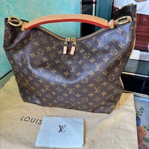 Authentic Louis Vuitton Sully MM Brown Monogram Canvas Shoulder Bag